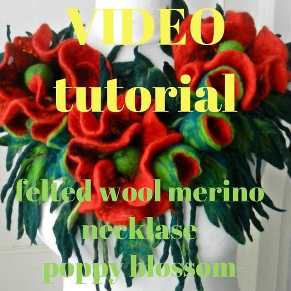video tutorial felting wet felting --red flower--step-by-step instructions