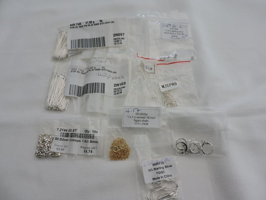 Assorted Lot of Sterling Silver Jewellery Findings