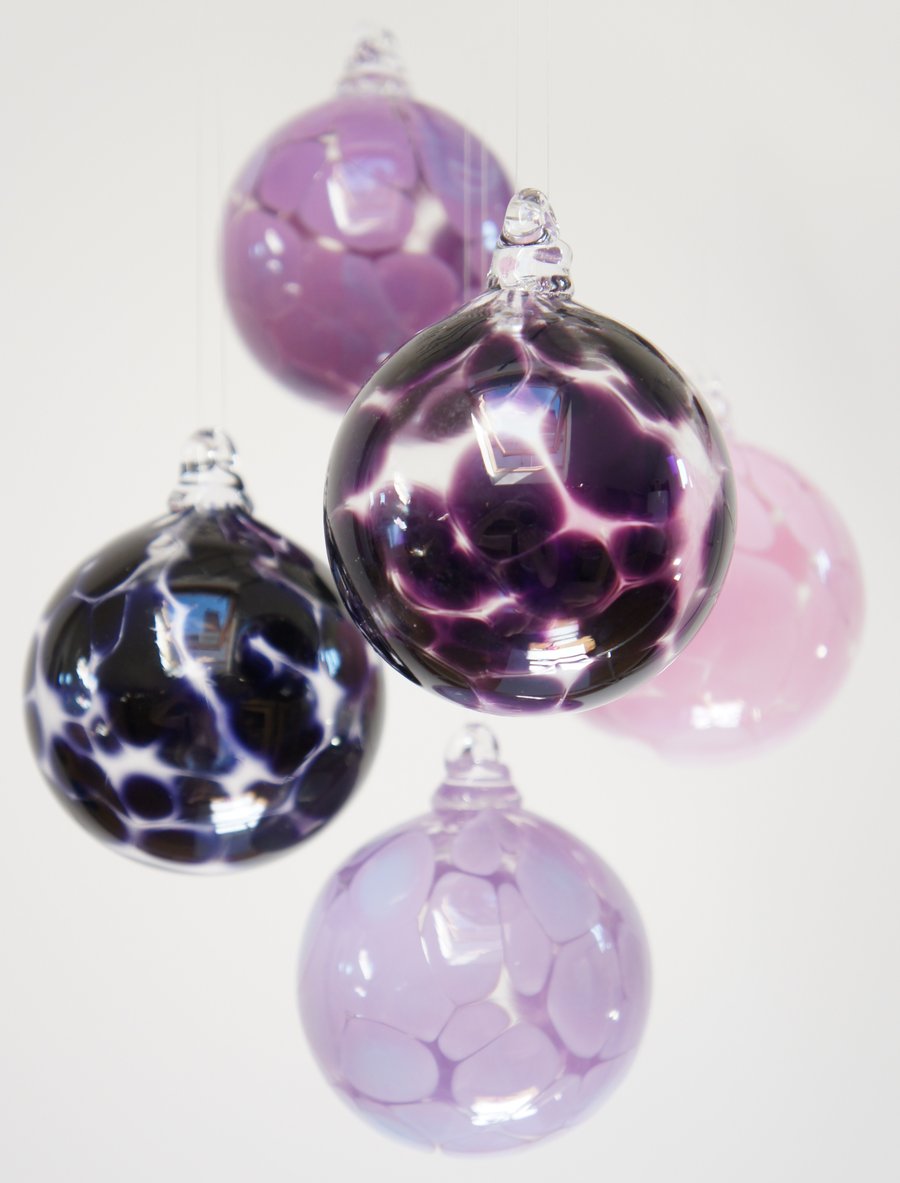 Purple Amethyst Handmade, Blown Glass Christmas Bauble