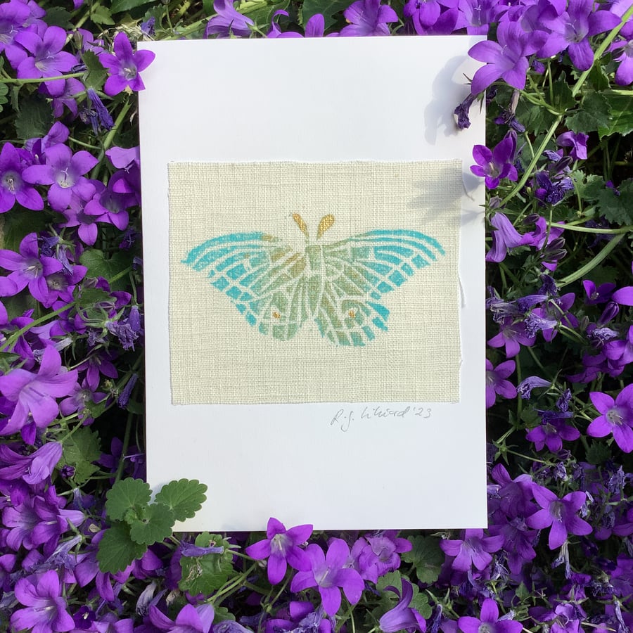 Turquoise Butterfly blank greeting card