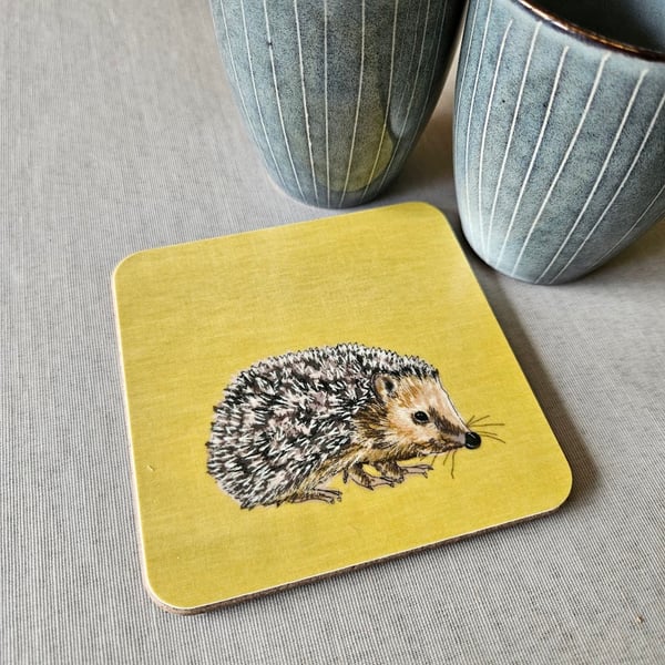 Hedgehog coaster, melamine, new home gift, cork backed