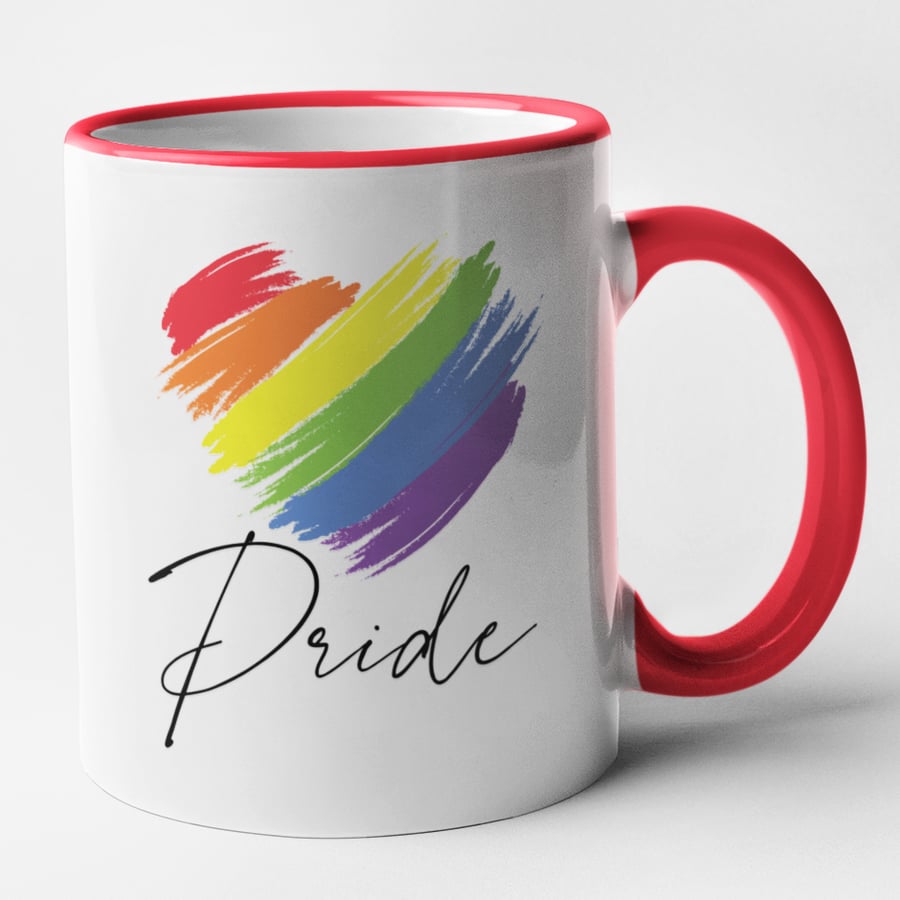 Gay Pride Mug- Pride (raimbow heart) LGBTQ Mug