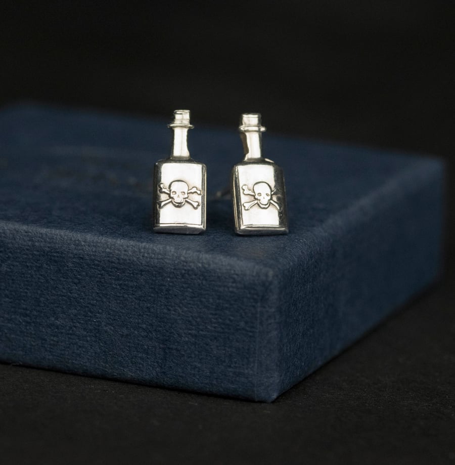 Sterling Silver Poison Bottle Ear Studs