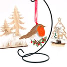 Free Standing Lace Christmas Robin Hanging Decoration