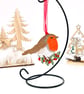 Free Standing Lace Christmas Robin Hanging Decoration
