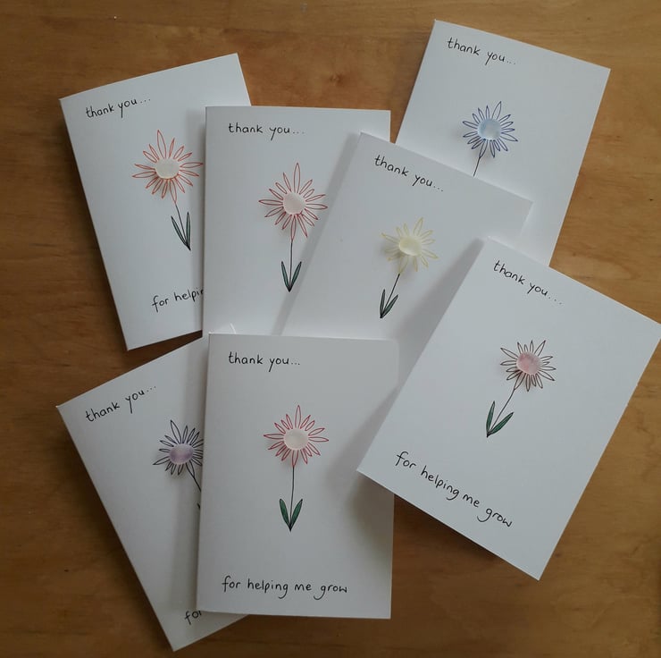 Thank you Cards for Teacher Therapist Carer, Un... Folksy