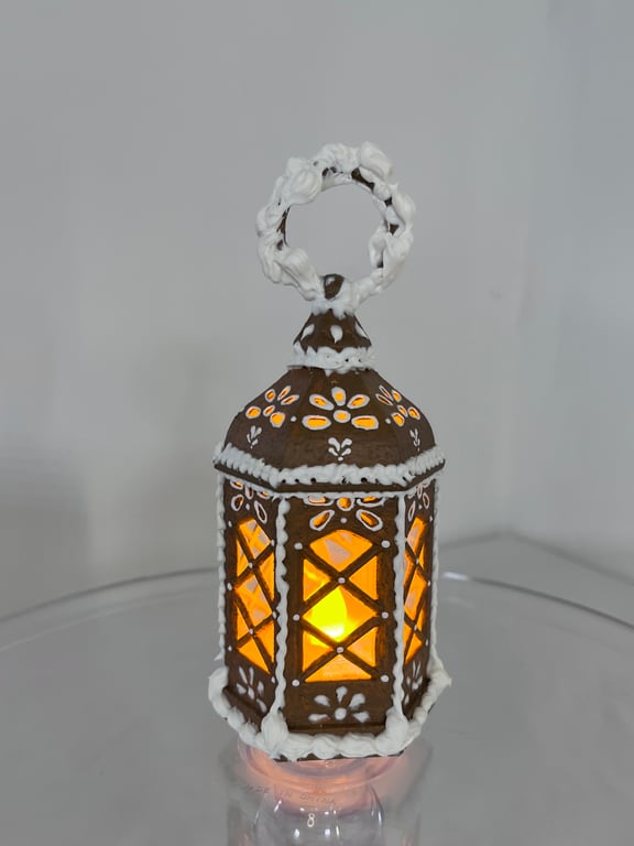 Hand Painted Lantern Gingerbread Style Christmas Decorations Handmade