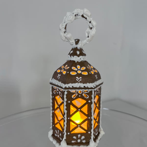 Hand Painted Lantern Gingerbread Style Christmas Decorations Handmade