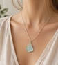 Seafoam Wire Wrapped Seaglass Pendant on Sterling Silver Chain. - Image 2