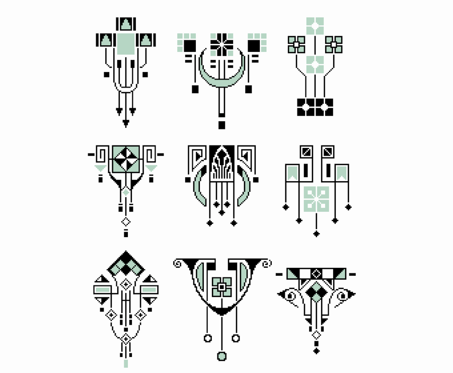 106 - Cross Stitch 1920's Art Deco Stylised Flower Brooch Ornamental Motifs