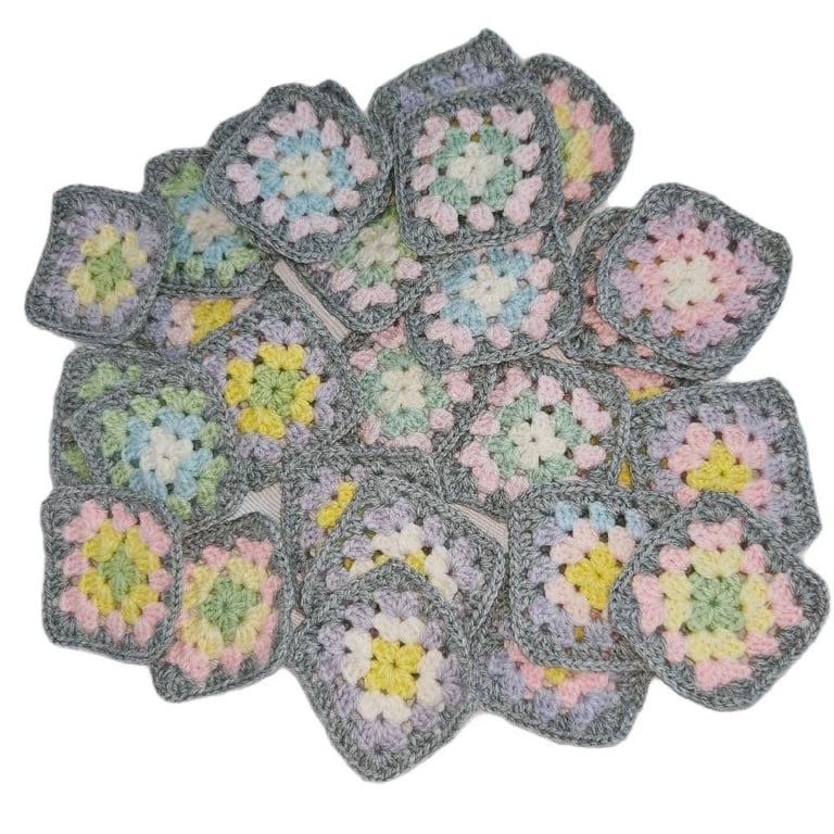 Crochet Granny Squares Lemonade Colour Scheme 3-inch Size