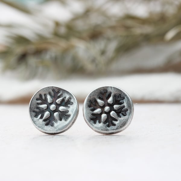 Recycled Silver Snowflake Stud Earring, Seconds Sunday