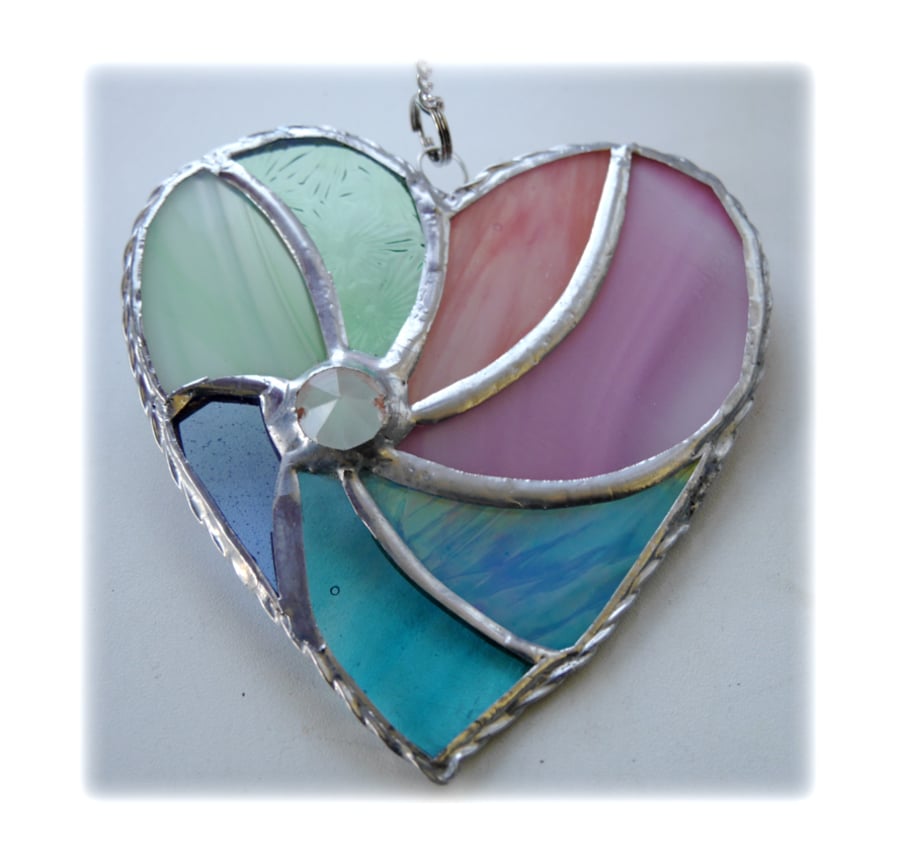 Pastel Swirl Heart Stained Glass Suncatcher 014