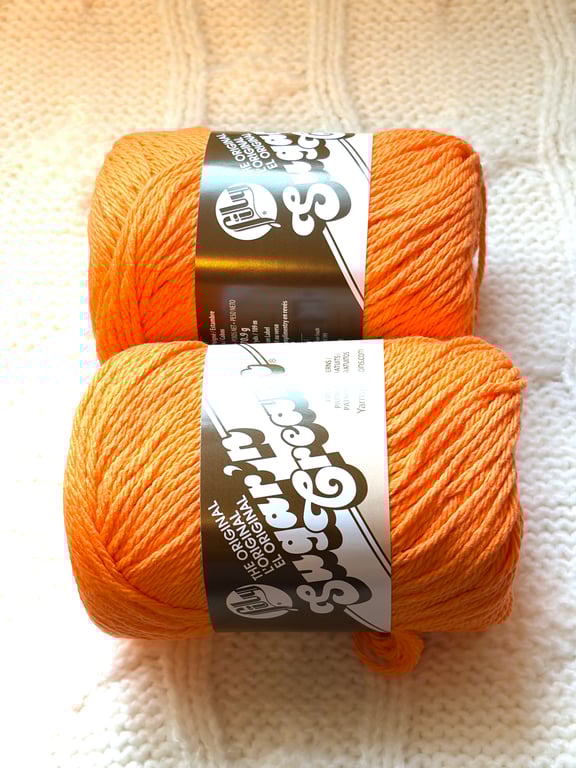 2 balls x 70.9g Lily Sugar 'n Cream The Original Yarn - Hot Orange 100%Cotton