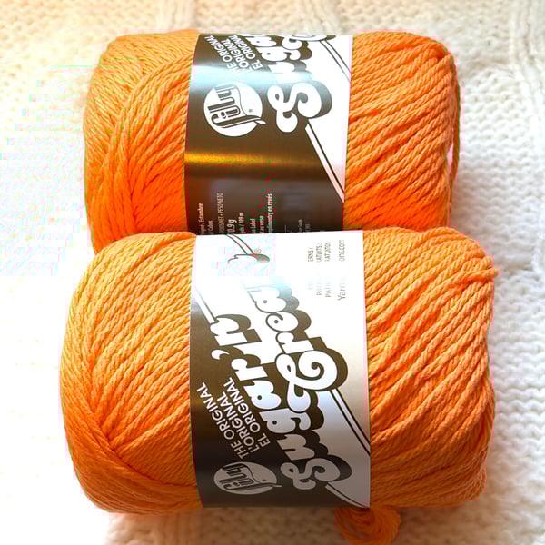 2 balls x 70.9g Lily Sugar 'n Cream The Original Yarn - Hot Orange 100%Cotton