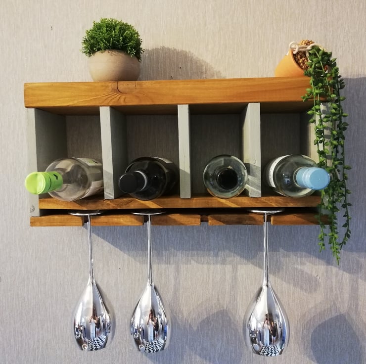 Bottle rack with glass storage - Folksy