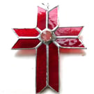 Cross Red Suncatcher Stained Glass Handmade Crystal 059