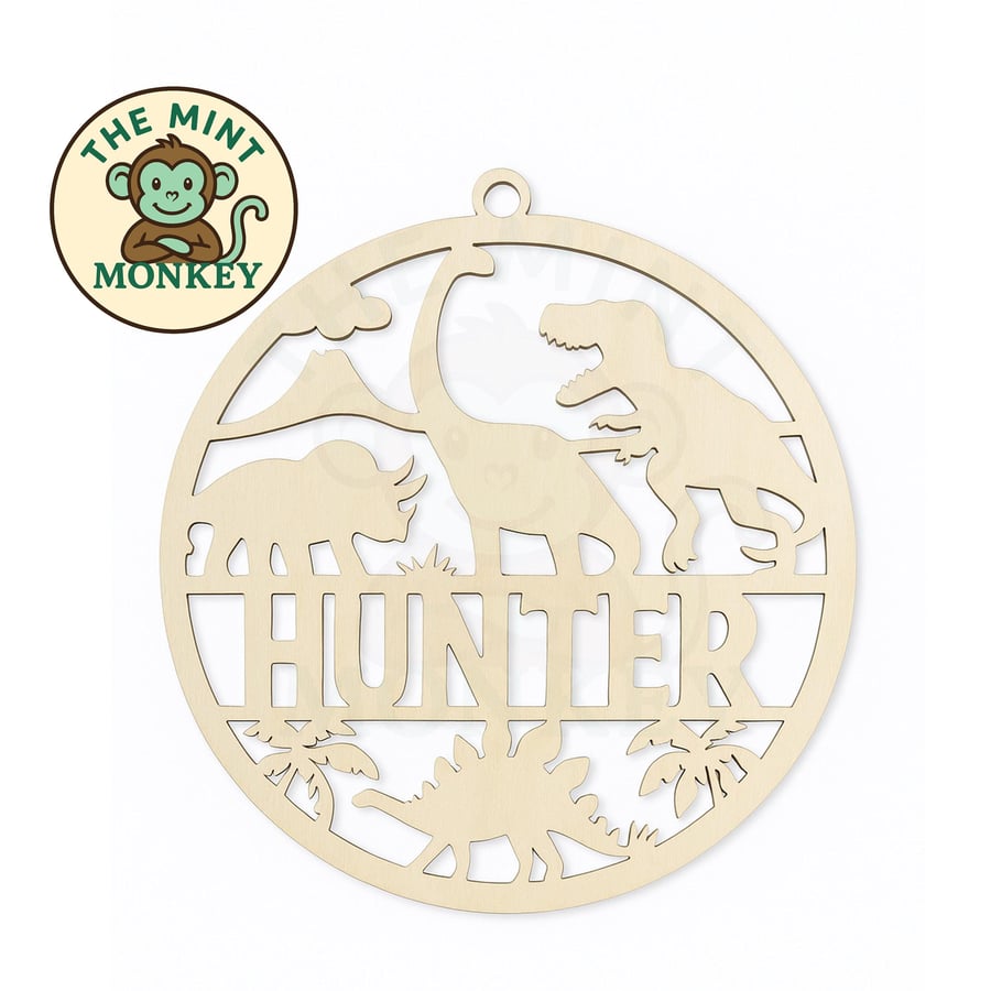 Dinosaur Personalised Sign Wall art Wooden Hanging door plaque