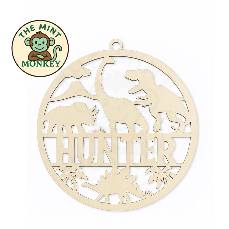 Dinosaur Personalised Sign Wall art Wooden Hanging door plaque