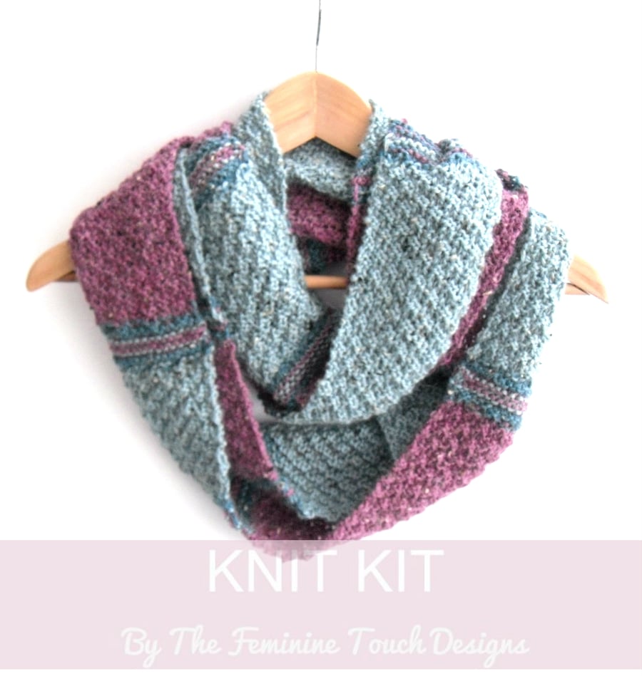 Knitting Kit for Infinity Scarf  - LallyBrock Cowl