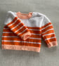 White, orange and peach striped baby jumper - Image 1