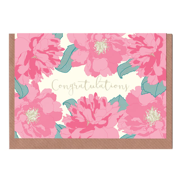 Congratulations, Peony, Illustrated Greetings Card