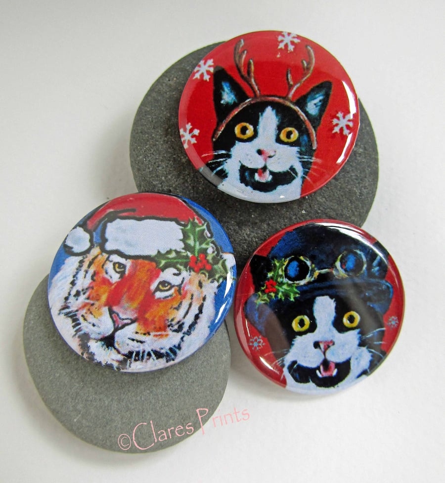 Christmas Badges Art Cat Tiger Badge Buttons Cosplay