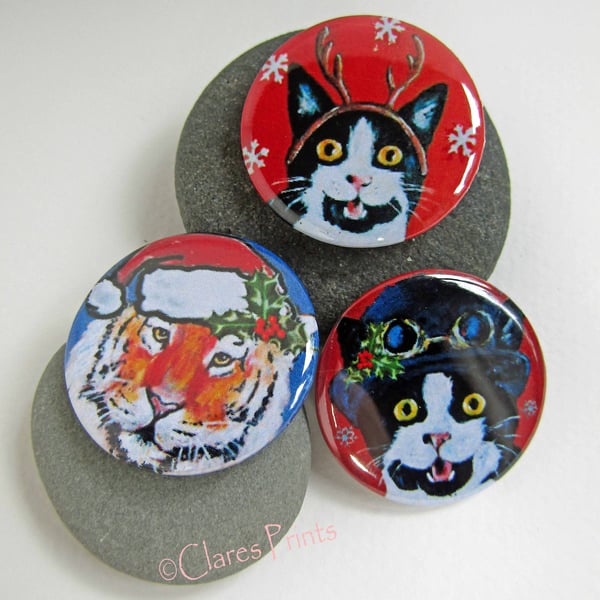Christmas Badges Art Cat Tiger Badge Buttons Cosplay