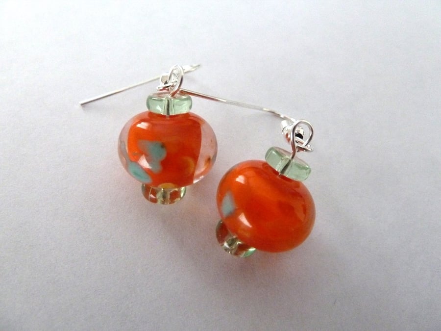 orange lampwork earrings