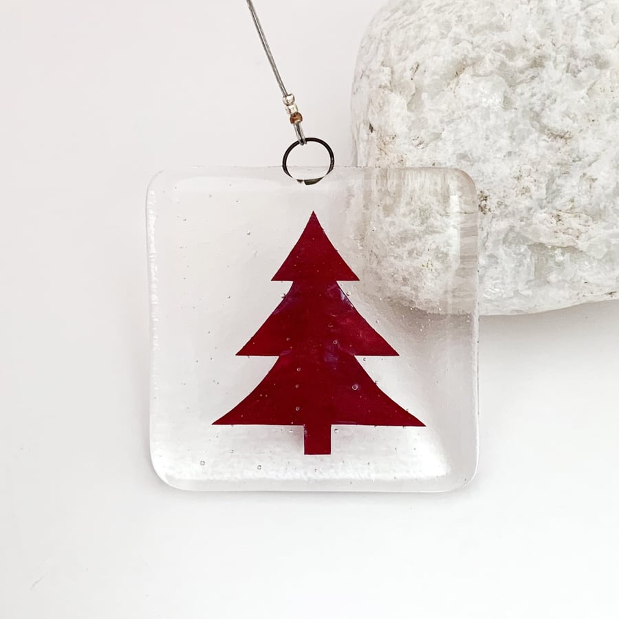 Fused Glass Copper Christmas Tree Hanging