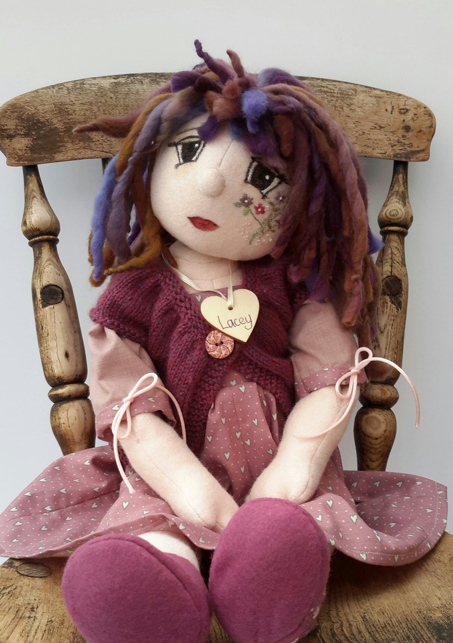 RESERVED FOR EVIE  Lacey, Large Handmade Cloth Doll