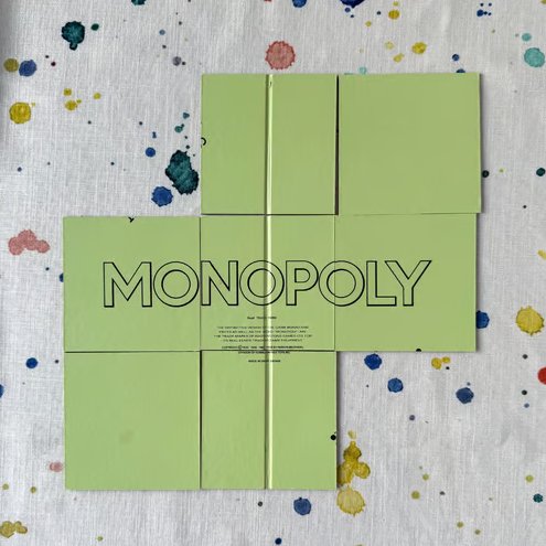 Five Vintage Monopoly Game Board Centres Cut for Coasters - DIY - Super Seconds