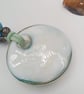 White Glass Pendant with Gold and Blue Cosmic Swirls on a Beaded Necklace - Image 4