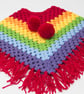 Hand Crocheted Rainbow Stripe Poncho  1 - 2 years - Image 2