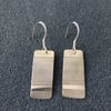 Oblong, silver, engine turned pattern earrings