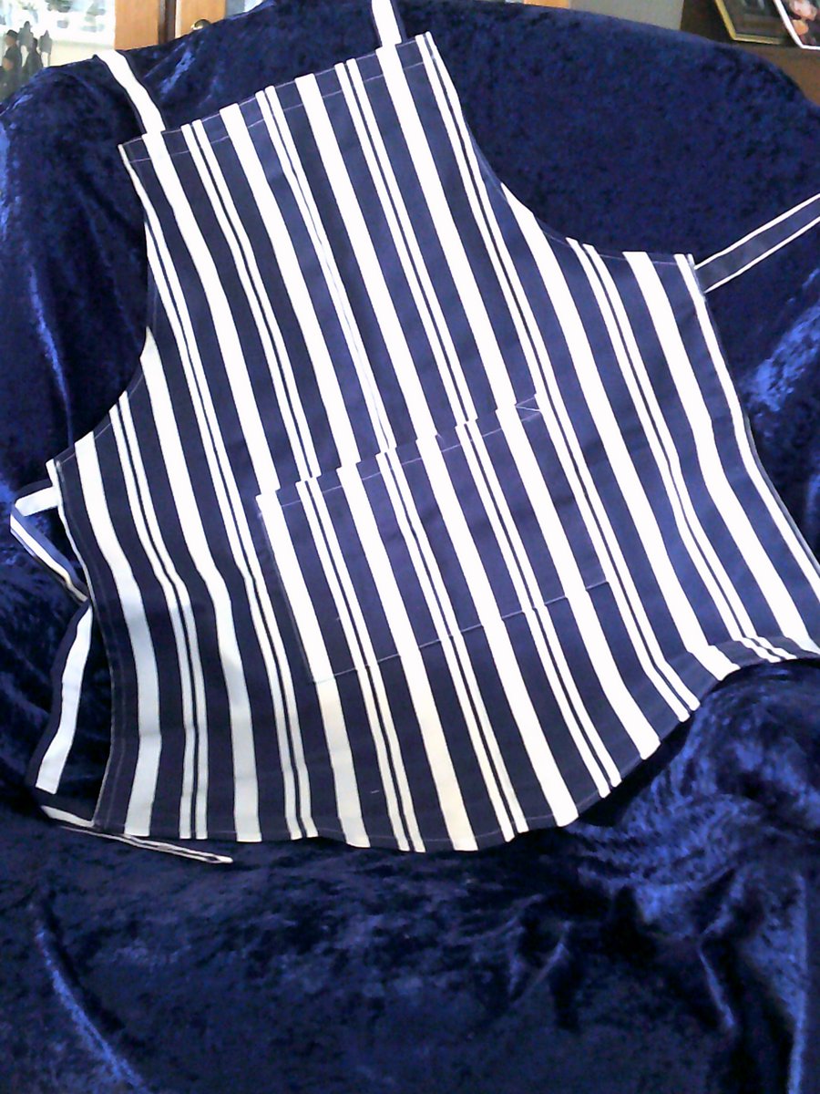 Navy & White Striped Adult Apron