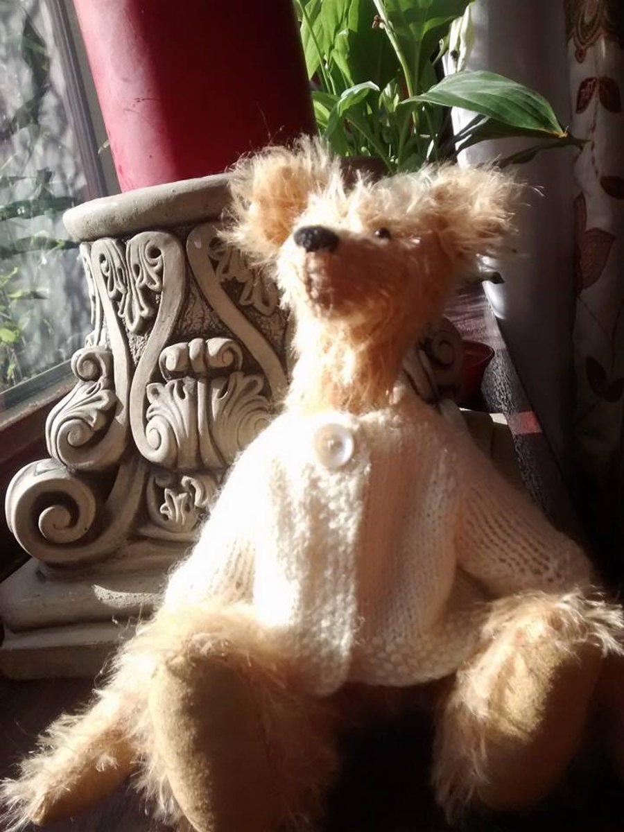 Sweet 7 inch Handmade Bear in a Vintage Cardigan