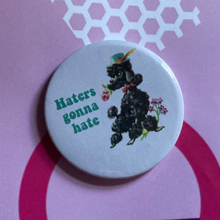 Taylor Swift themed Vintage mash-up pin badge - Haters gonna Hate