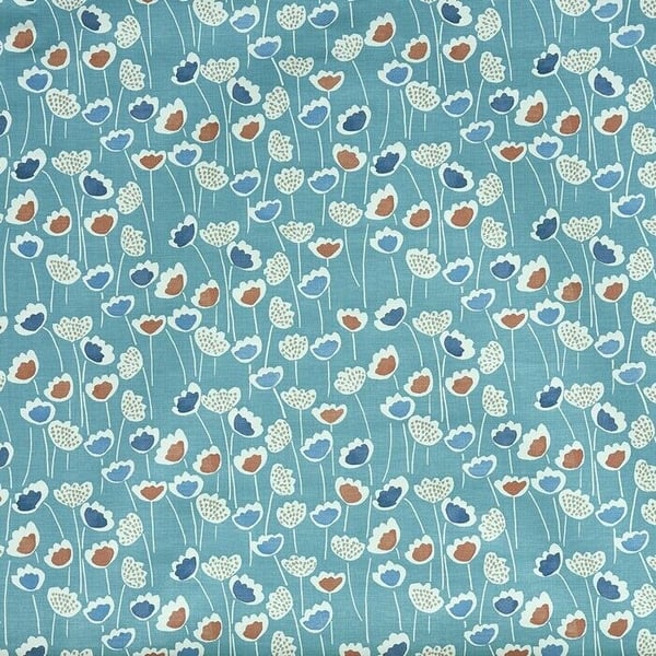 1 Round Scandi Flower Tablecloth    Pacific Blue