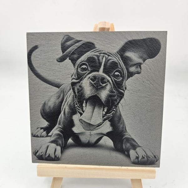 Boxer dog, Professional laser engraved slate