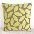 Lime Green and Brown Cushion Cover 16" Square Chenille 
