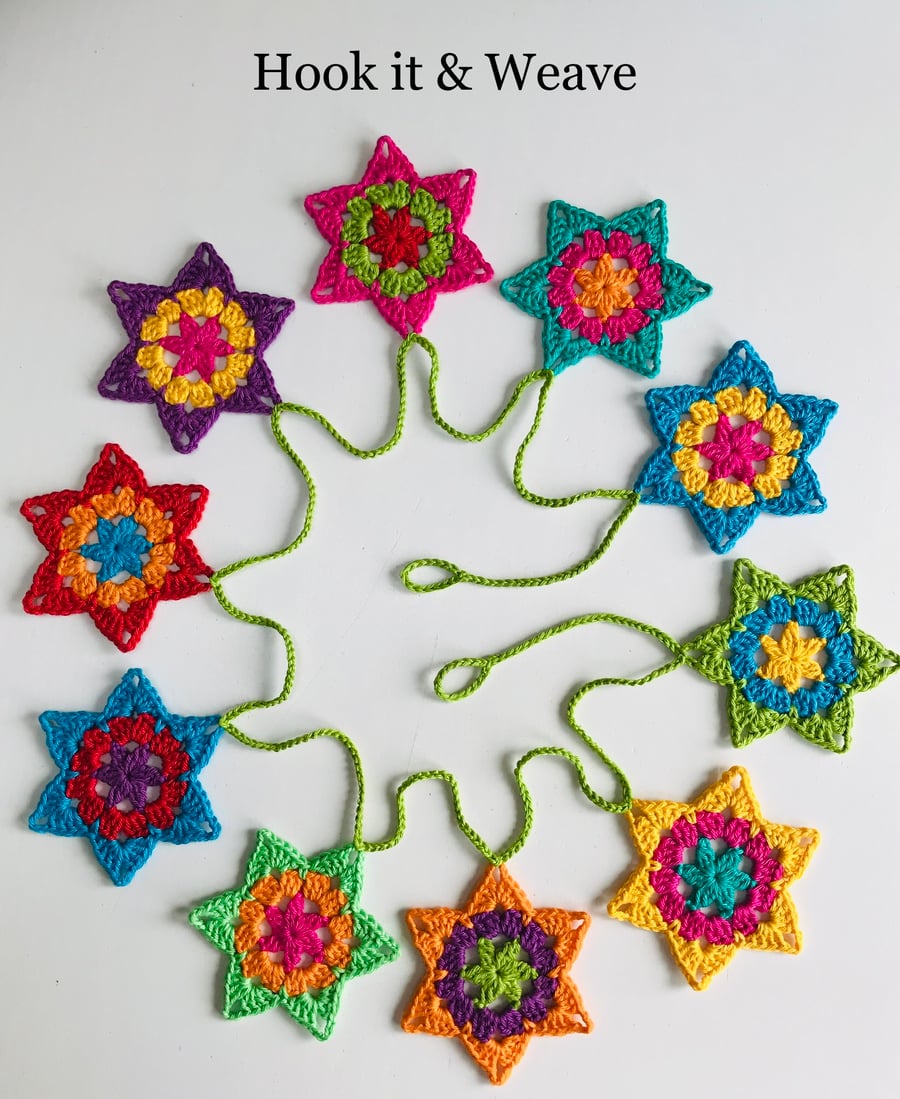 Multicoloured Cotton Star Garland