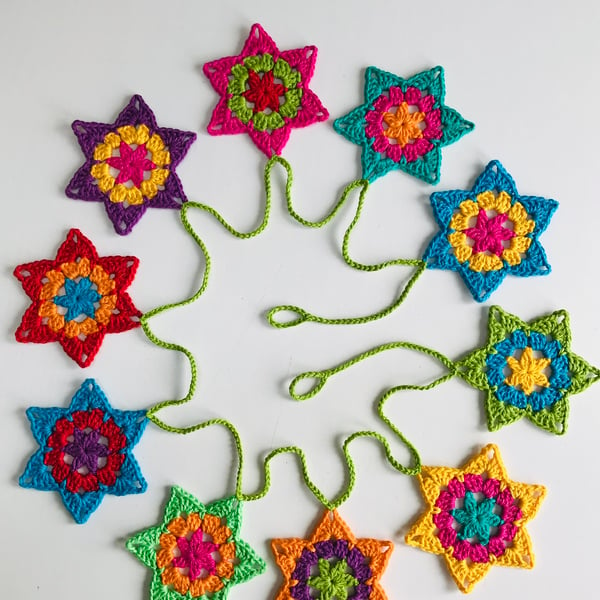Multicoloured Cotton Star Garland