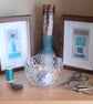 Colourful Combinations Grey Turquoise Handstitched Geometric Art Pictures - Image 6