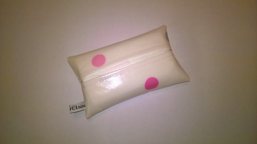 Tissue holder, Cream with spots, made in Cornwall, tissues included, ladies gift