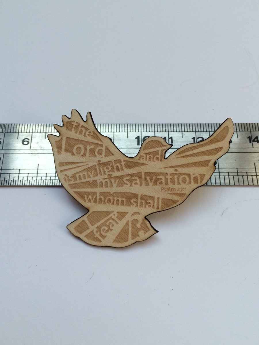 'Laser Tweet' brooch - Psalm 27:1
