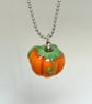 Handmade Halloween pumpkin bead on a Stirling silver chain - Image 2