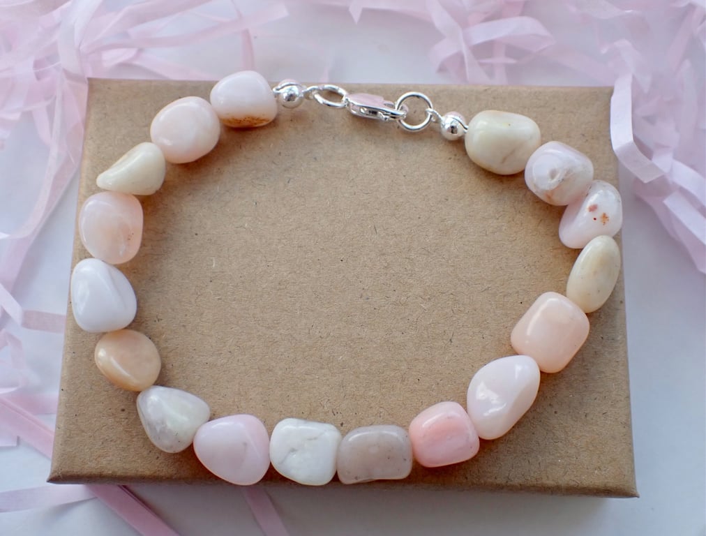 Pretty Pink Opal nugget bracelet