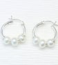 Handmade three stone Freshwater Pearl earring hoops, sterling silver sleepers