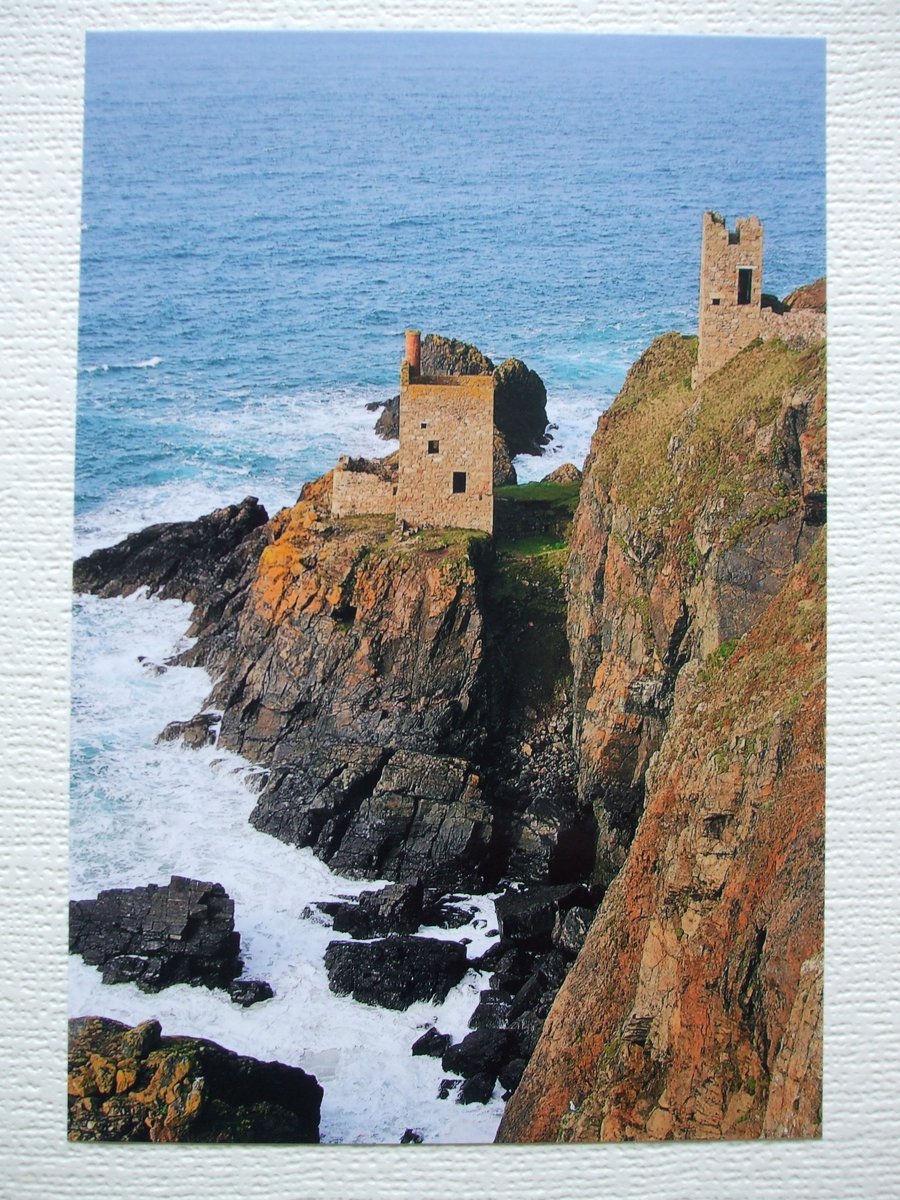 Photographic greetings card of Botallack Tin Mine, from the coast path.